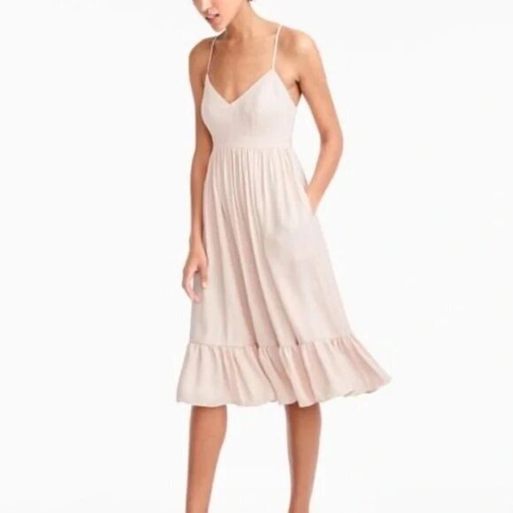 J. CREW Pink Drapery Ballerina Midi Dress – Size 4 - Picture 1 of 13